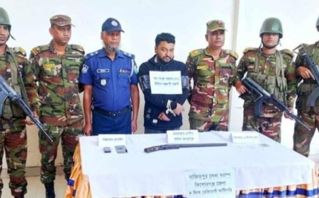 কিশোরগঞ্জে যুবদল নেতা আটক: শৃঙ্খলাবিরোধী কর্মকাণ্ড ও আগ্নেয়াস্ত্রসহ গ্রেপ্তার