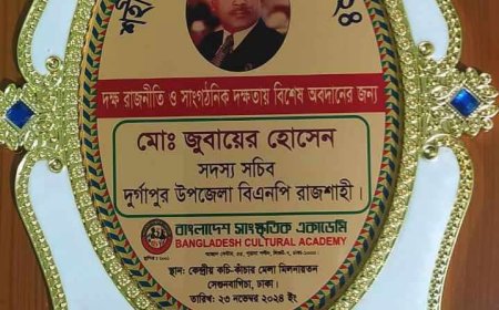 শহীদ জিয়া স্মৃতি পদক পেলেন  রাজশাহী জেলার জাতীয়তাবাদী  বিএনপির  সদস্য সচিব