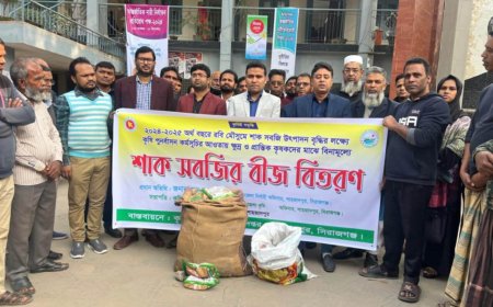 শাহজাদপুরে ক্ষুদ্র ও প্রান্তিক কৃষকের মাঝে বিনামূল্যে শাক সবজির বীজ বিতরণ।