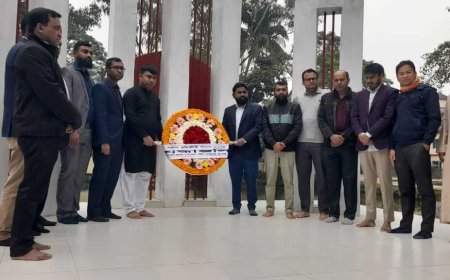 জগন্নাথপুরে শহীদ মিনারে ফুল দিয়ে জাতির শ্রেষ্ঠ শন্তানদের শ্রদ্ধাভরে স্মরণ