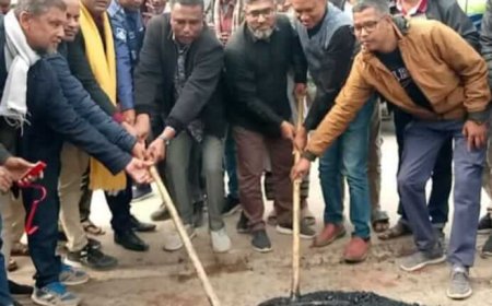 পাঁচবিবি পৌরসভার রাস্তার কাজের শুভ উদ্বোধন