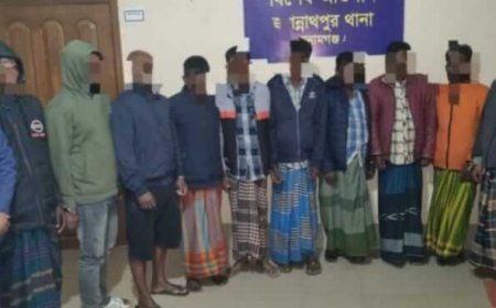 জগন্নাথপুরে জুয়ার আসর থেকে ৯ জুয়ারী গ্রেপ্তার