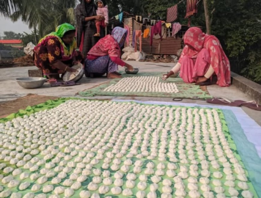 সাতক্ষীরায় শীতে গ্রামে গ্রামে মহিলাদের কুমড়াবড়ির উৎসব