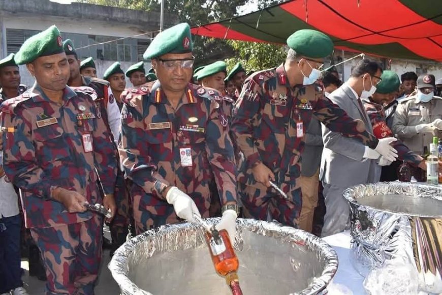 সাতক্ষীরার সীমান্তে জব্দকৃত মাদকদ্রব্য ধ্বংস করেছে বিজিবি